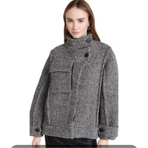 IRO KACHIL WOOL Black & White Tweed Button Jacket